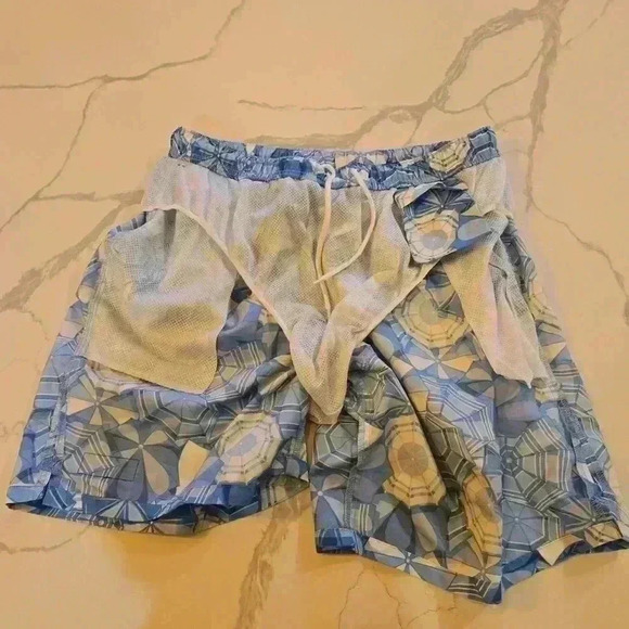 Vineyard Vines Mens Umbrella Abstract Print Swim Trunks Blue White Size Large - Picture 4 of 10